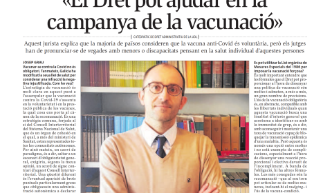 CIERCO SEIRA, César - El Dret pot ajudar en la campanya de la vacunació (Segre 28.03.21) - Bàner